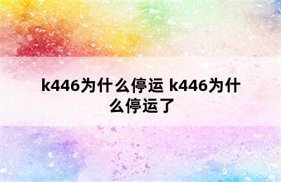 k446为什么停运 k446为什么停运了